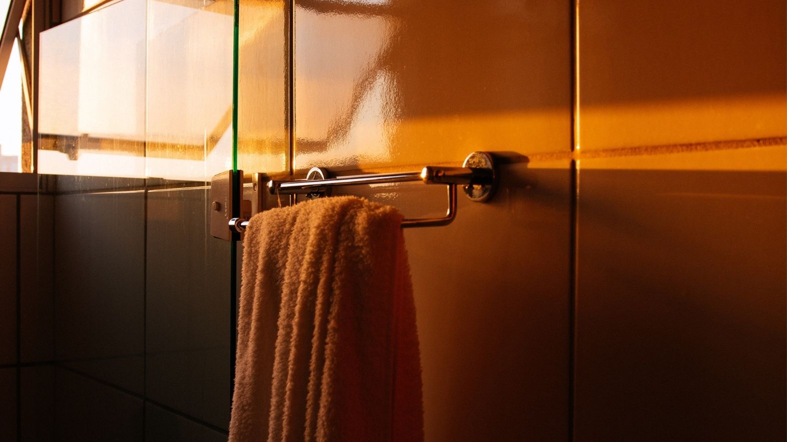 Towel hanging on a towel rack